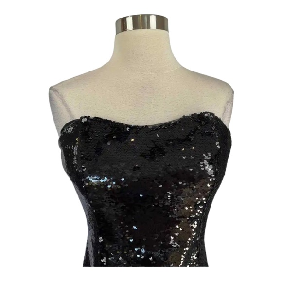 NEW Aidan Mattox Women's Formal Black Sequin Strapless Long Column Gown size 4 - Picture 4 of 8